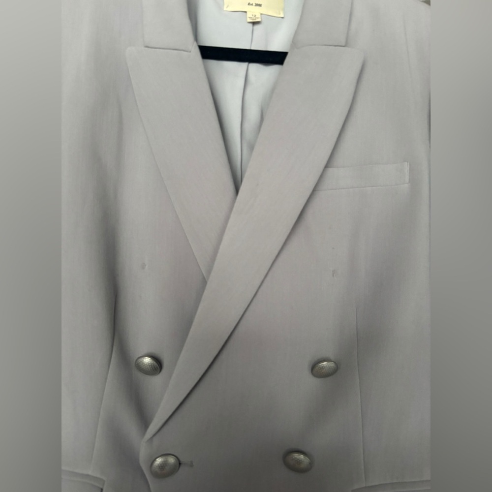 L'Agence Kenzie Double Breasted Blazer Pearl Gray Sold Out Color Size 12 - Picture 6 of 8